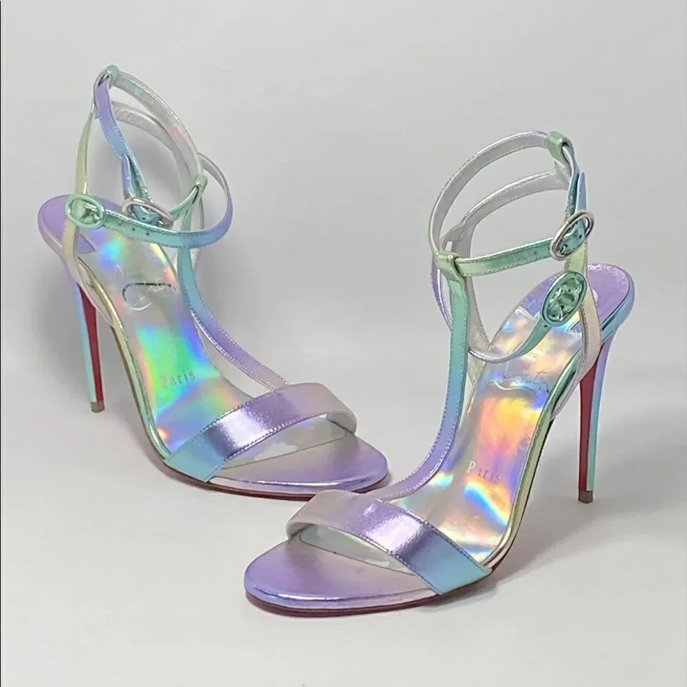 Christian Louboutin 100mm Mara Meatllic Leather Sandals size 37
